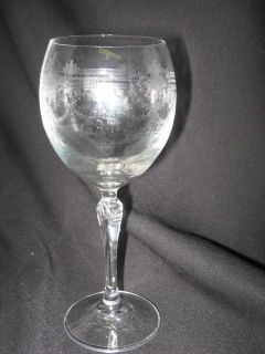 Bohemia Crystal Victoria Pattern Etched Wine Goblet Glass S