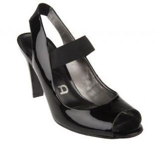 Unisa Patent Slingback Peep Toe 3 Pumps with Elastic Straps