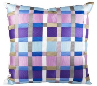 Isaac Mizrahi Live Grosgrain Ribbon 15x15 Woven Pillow —
