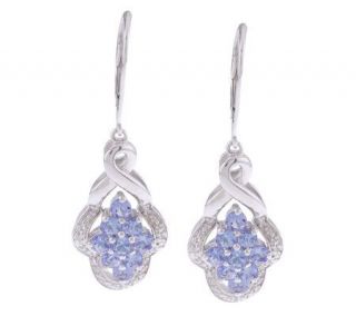 Sterling 1.10 ct tw Tanzanite Cluster Lever Back Earrings   J151845