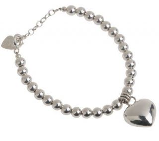 Sterling Jingle Heart Adjustable Bead Bracelet —