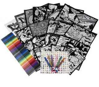100 Piece Velvet Art Coloring Kit w/ Markers & Embellishments