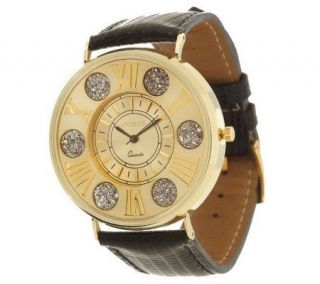 Vicence Round Face Watch with Drusy Quartz 14K Gold —