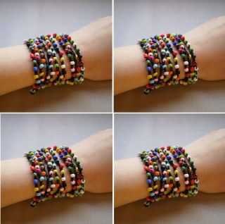 4pcs Crochet Beaded Bracelet Wrap Bracelet Necklace Mixed Colors