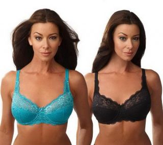 Barely Breezies Set of 2 Microfiber and Lace Support Bras   A72247