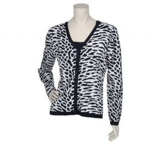 Dialogue Eurocrepe Animal Pattern Cardigan with Solid Shell   A75200