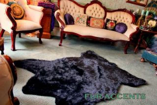 54x80 Faux Fur Rug Black Bear Accent Rug Fake Shag Taxidermy Pelt