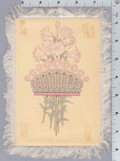 Prang Easter Card Cross w Violets Silk Fringe Vintage 1882