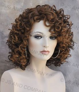Human Hair Blend Wig Short Corkstrew Very Curly Brown Mix Heat Safe