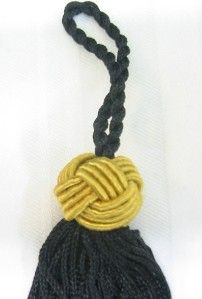 Black Gold Tassel Rayon Drapery Curtains Tie Backs Crafts 4 Peice