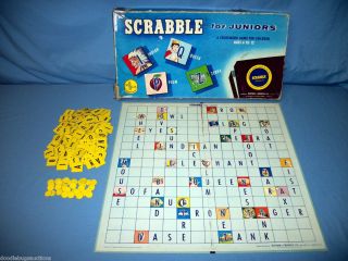  1958 Jr Scrabble for Juniors Kids Crossword Tile Board Game