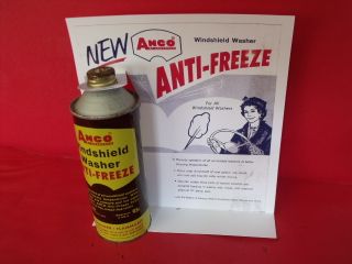 NOS VINTAGE 50s 60s ANCO WINDSHIELD WASHER ANTI FREEZE METAL CAN PAPER
