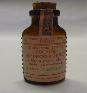 vintage medicine bottle cocaine hydrochloride