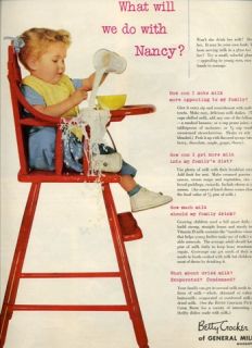 BETTY CROCKER   NANCY IN A HIGH CHAIR ADORABLE ART Vintage Magazine Ad