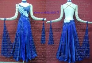 Crystal Blue Ballroom Country Waltz Prom Dance Dress