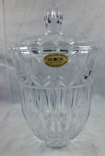 Beautiful Block Lead Crystal Glass Biscuit Jar or Candy Dish with Lid