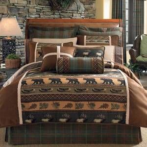 Croscill Caribou Queen Comforter Set Lodge Cabin Outdoor Bear Bedding