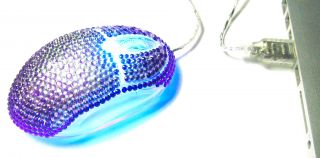 Purple Splash Crystal Rhinestone USB Computer Mouse
