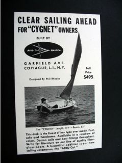 Cygnet Dink Sailboat Sailing Catamaran Aero Cat Boat Ad