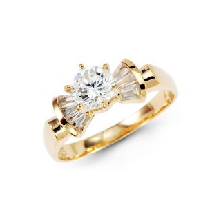 14k yellow gold round cz solitaire engagement ring