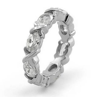Marquise Eternity Cubic Zirconia Antique Style Wedding Band Ring