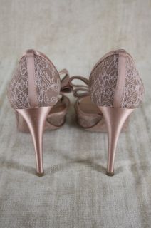 New Valentino Couture Lace DOrsay Pump Peep Toe Size 38 5 Pink Bow