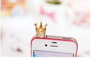 Korean Cute King Crown Dust proof Ear Cap 3 5mm Plug For iPhone 3G 3Gs