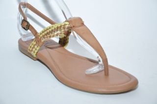 New Lucky Brand Dabney Bombay Brown Braded Flat Ankle Sandal Women