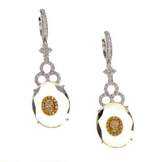 18K White and Yellow Gold Crystal Diamond Drop Earrings