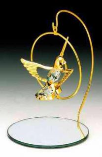 Hummingbird 24K Gold Swarovski Crystal Mirror Stand