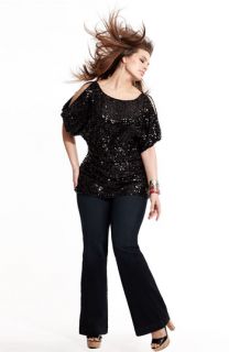 Adrianna Papell Top & James Jeans Flare Leg Jeans