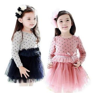 Toddlers Girls Kids Cotton Tulle Tutu Dresses Dot Kids 2 7Y Clothing