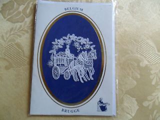 Belguim Brugge Lace Stitched Horse and Carriage Souvenir Card EUROPA .