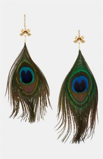 Betsey Johnson Morocco Adventure Feather Statement Earrings