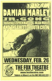 Damian Marley Boulder Original Gig Poster Bob Reggae