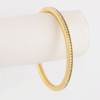 14kt Russian Gold EP Clear Cubic Zirconia Bangle Bracelet