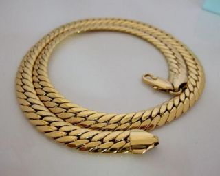 24K Gold Plated Mens Necklace Link Flat Curb Chain 60cm