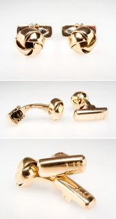 Dunhill Cufflinks Knot Motif Design Solid 18K Gold Fine Estate