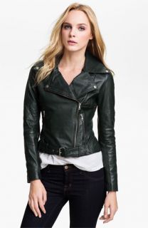 Kenna T Cropped Leather Biker Jacket