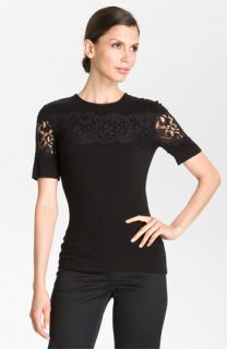 St. John Collection Lace Trim Jersey Tee