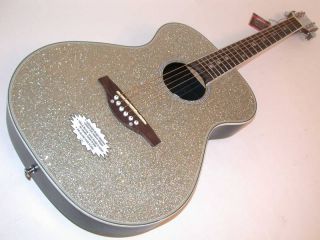 DAISY ROCK Pixie Acoustic Silver Sparkle Guitar 14 6206, Oval Back w