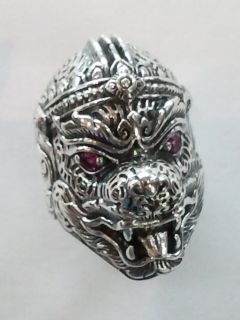 India Hindu Monkey God Hanuman 925 Sterling Silver Ring