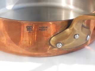  STL Copper Cookware Pots Fry Pan Crepe Brass Handle Made France
