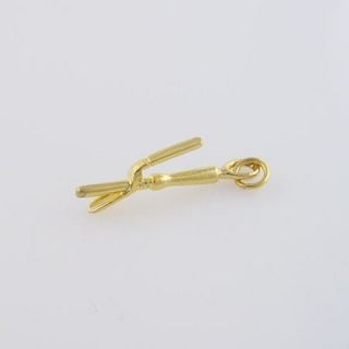 14kt Gold EP Curling Iron Hair Stylist Charm