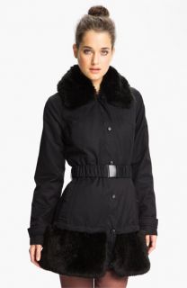 Laundry by Shelli Segal Belted Coat with Detachable Faux Fur
