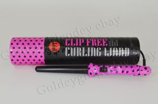 PYT Clip Free Hair Curling Iron Styling Wand Pink Polka Dot 25 18mm