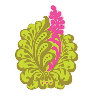 Fresh Paisley Damask Toils Green Hot Pink Stickers Decals Walls Wood