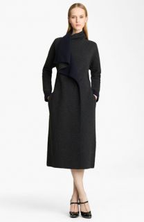 Lanvin Bicolor Draped Wool Jersey Coat