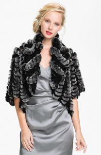 Alexia Admor Crochet & Genuine Rabbit Fur Capelet