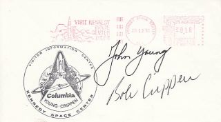 STS 1 Launch Cover HANDSIGNED Crippen AP Young RARE Meter Cancel